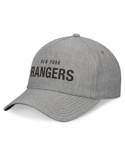 Men's Heather Gray New York Rangers Elements A-Frame Leather Strapback Hat