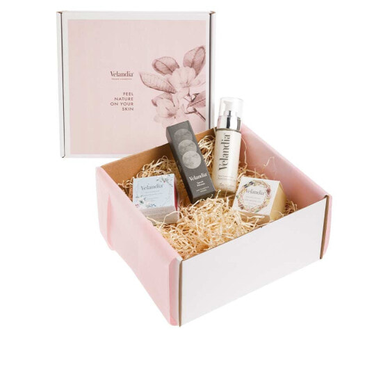 Velandia Beauty Vegan Box Набор: Антивозрастной крем для лица 50 мл + Сыворотка для лица 30 мл + Отшелушивающее мыло для тела + Мыло для тела