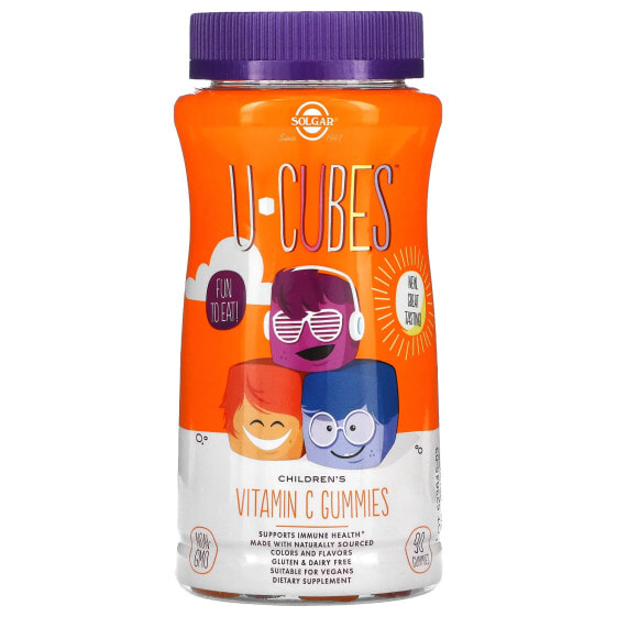Витаминные мармеладки для детей Solgar U-Cubes, с витамином C, аромат апельсина и клубники, 90 мармеладок