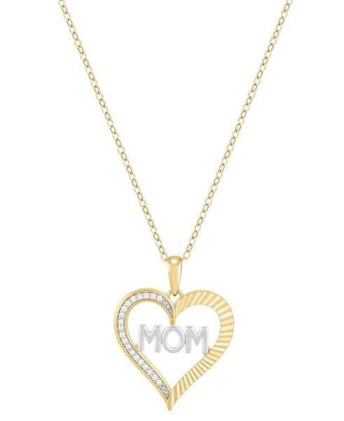 Macy's diamond Mom Heart 18" Pendant Necklace (1/10 ct. t.w.) in Sterling Silver & 14k Gold-Plate