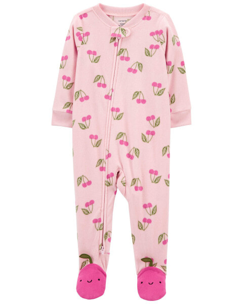 Baby 1-Piece Cherry Fleece Footie Pajamas 12M