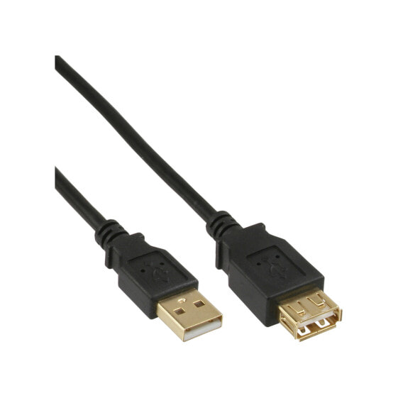 InLine USB 2.0 Extension Cable Type A male / female - gold plated - black - 2m