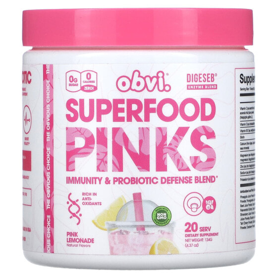 БАД Пребиотик Обви Суперфуд Розовый Лимонад, 124 г (4,37 унции)