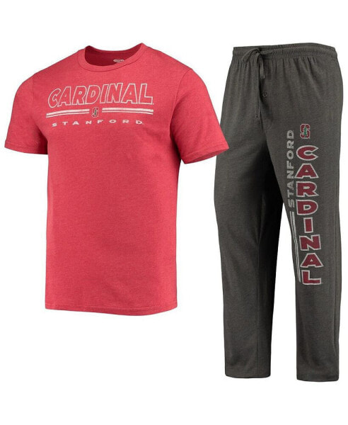 Men's Heathered Charcoal, Cardinal Stanford Cardinal Meter T-shirt and Pants Sleep Set