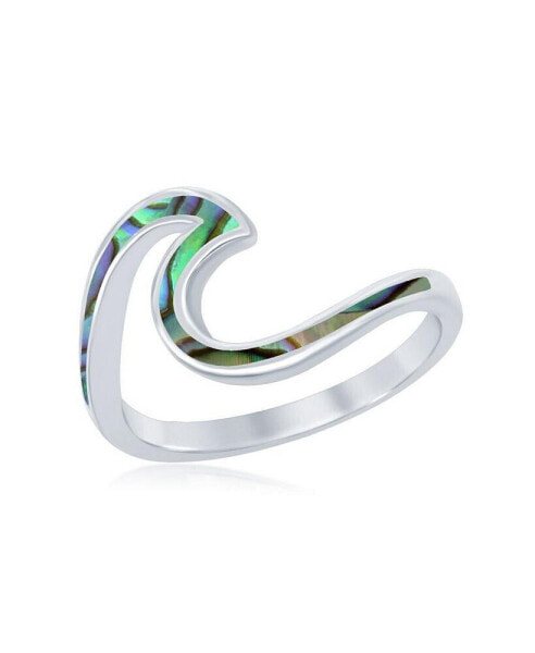 Sterling Silver Abalone Wave Design Ring