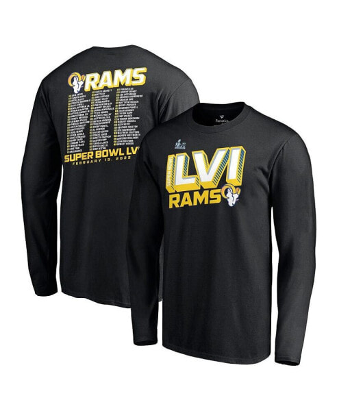 Men's Black Los Angeles Rams Super Bowl LVI Bound Tilted Roster Long Sleeve T-shirt