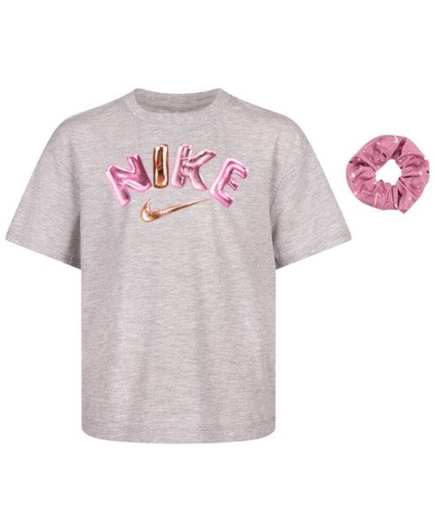 Little Girls Short Sleeve Swoosh Party T-shirt