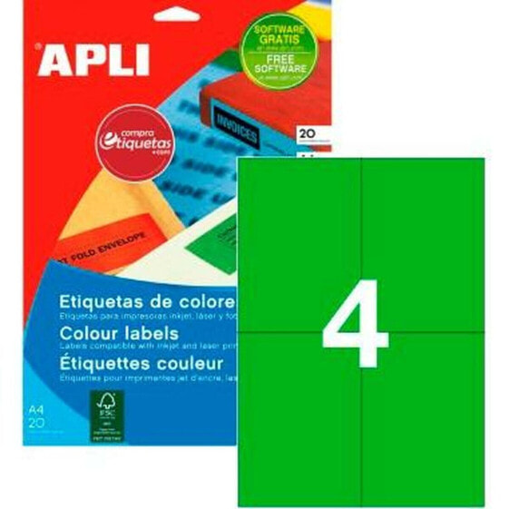 Этикетки для принтера Apli Зеленый 20 Листья 105 x 148 mm