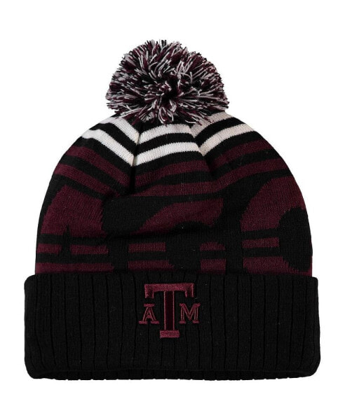 Men's Black and Maroon Texas A&M Aggies Colossal Cuffed Knit Hat with Pom