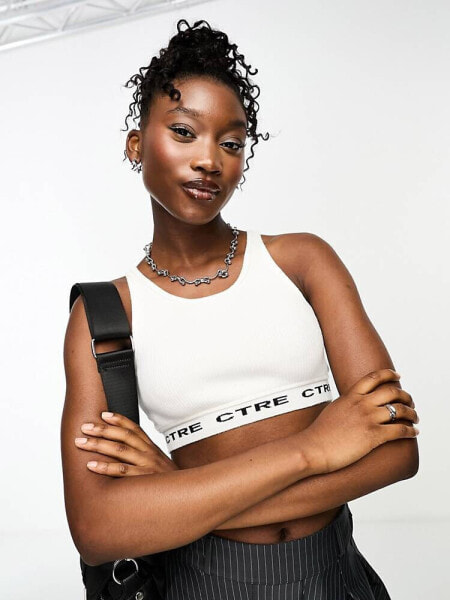 The Couture Club ribbed cropped vest in cream