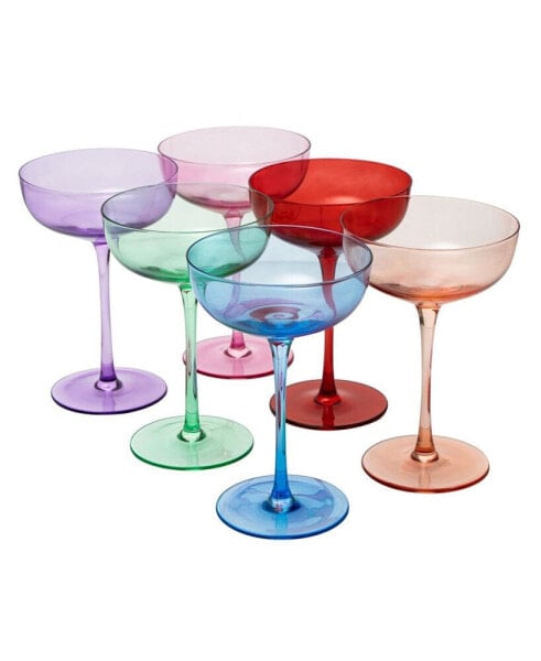 Colored Coupe Glasses, Set of 6