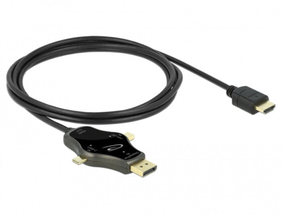 Delock 85974 - 1.75 m - DisplayPort + Mini DisplayPort + USB Type-C - HDMI - Male - Male - Straight