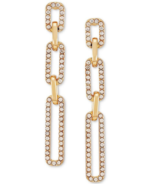 Gold-Tone Crystal Link Drop Earrings