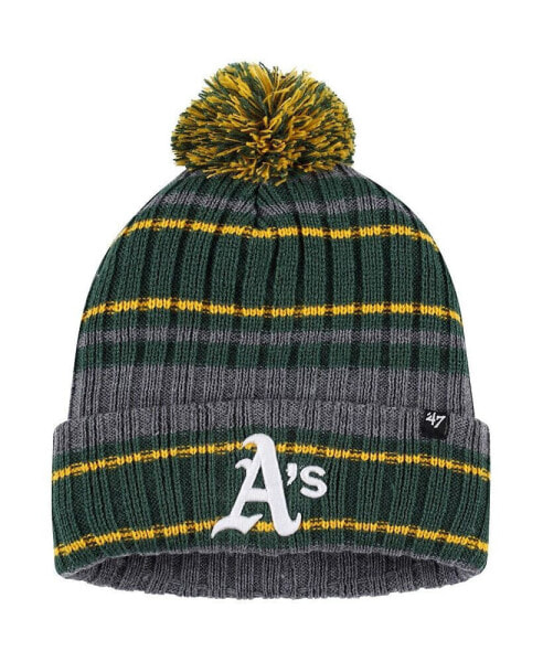 Men's Gray, Green Oakland Athletics Rexford Cuffed Knit Hat with Pom