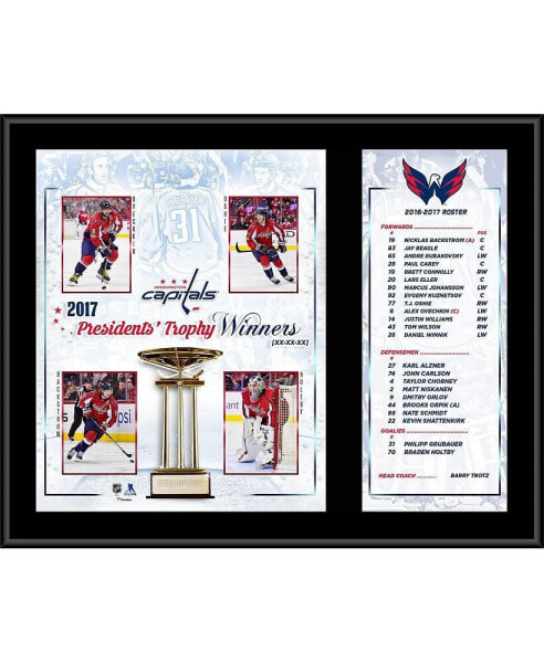 Washington Capitals 12" x 15" 2016-17 Presidents' Trophy Winners Sublimated Roster Plaque
