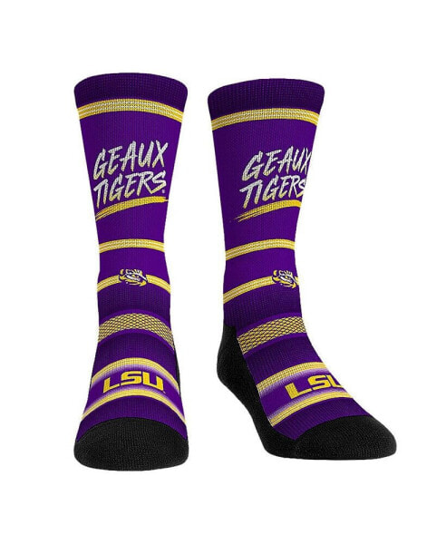 Youth Boys and Girls Socks LSU Tigers Team Slogan Crew Socks