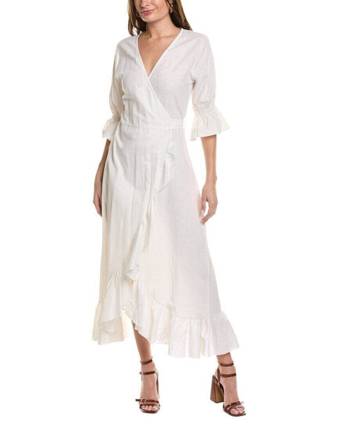 Sole Tatiana Linen-Blend Wrap Dress Women's White M