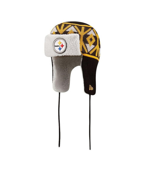 Men's Black Pittsburgh Steelers Knit Trapper Hat