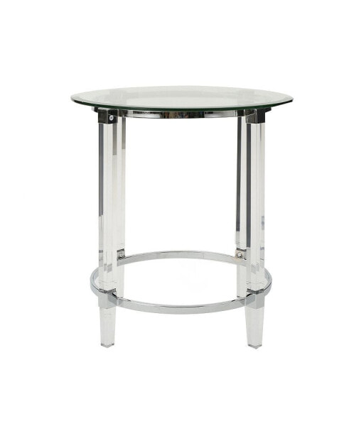 Clear Acrylic And Glass Round Display End Table