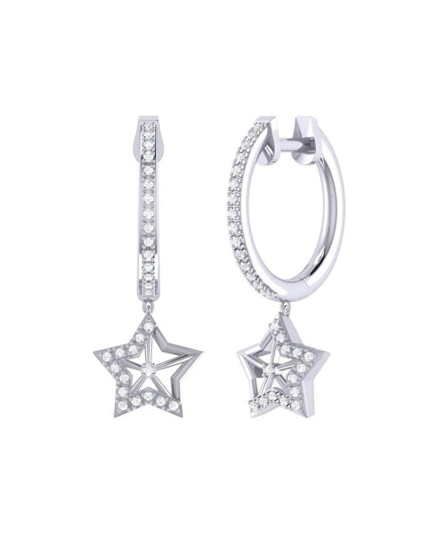 Серьги LuvMyJewelry Lucky Star Hoop Diamond Silver