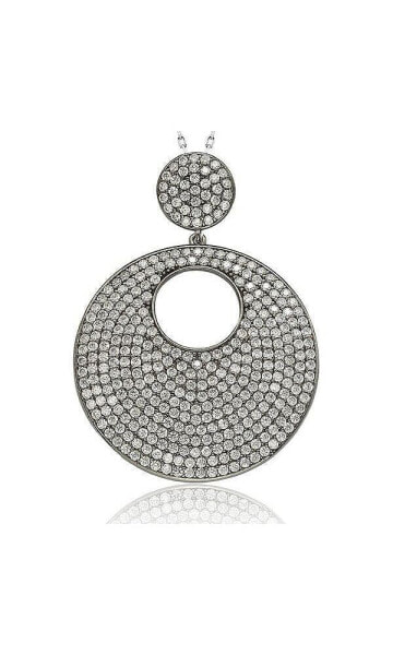 Suzy Levian New York suzy Levian Sterling Silver Cubic Zirconia Pave Open Circle Large Disk Pendant Necklace