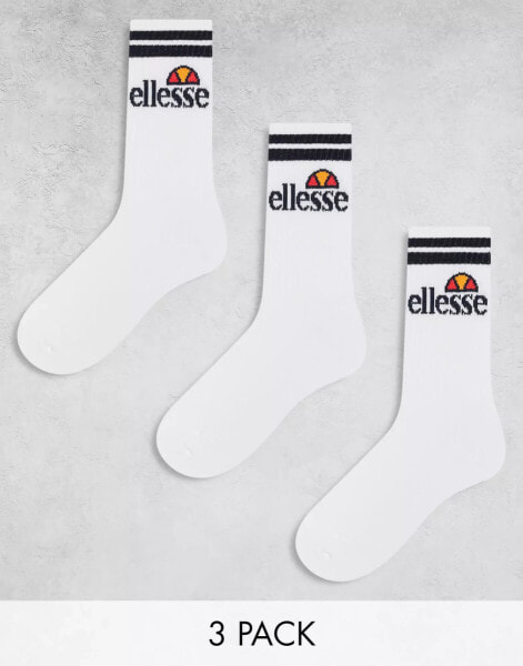 ellesse 3 pack socks in white