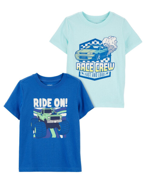 Toddler 2-Pack Racecar & Monster Truck Graphic Tees 2T