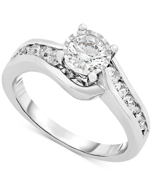 Diamond Swirl Channel-Set Engagement Ring (1 ct. t.w.) in 14k White Gold