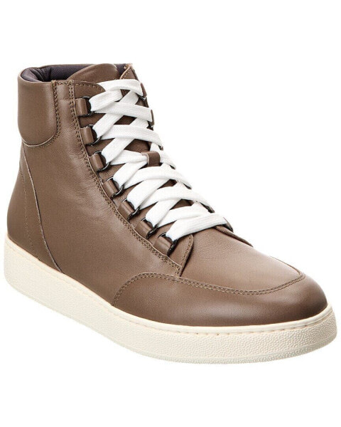 Aquatalia Pete Weatherproof Leather Sneaker Men's Grey 8.5