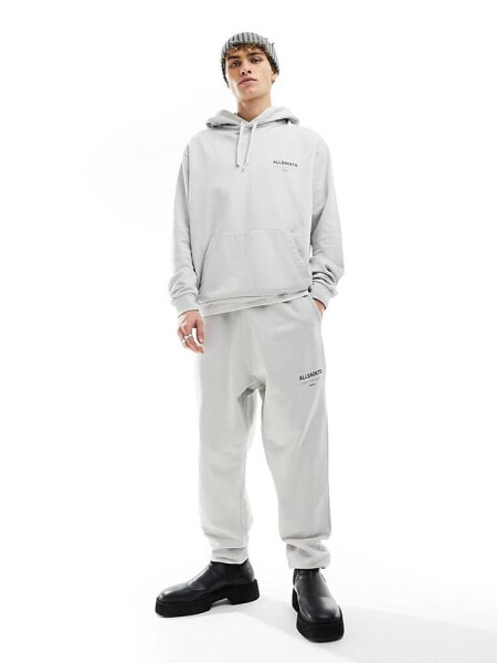 AllSaints Underground drawstring joggers in light grey