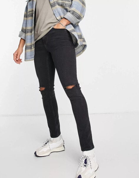 Dr Denim Chase skinny ripped jeans in washed black