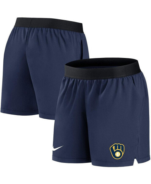 Спортивные женские шорты Nike Milwaukee Brewers Navy Authentic Collection Flex Vent Max Performance