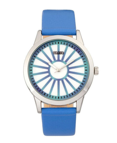 Unisex Electric Blue Leatherette Strap Watch 41mm