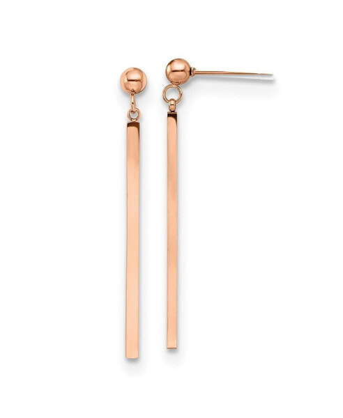 Stainless Steel Polished Rose IP-plated Bar Dangle Earrings