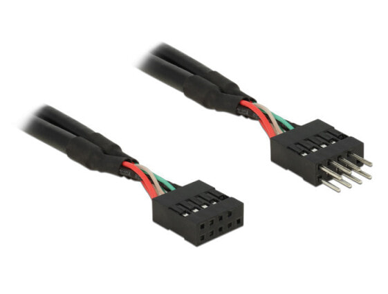 Delock 0.25m 2xUSB2.0 - 0.25 m - USB 2.0 - Male/Female - 480 Mbit/s - Black