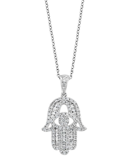 EFFY® Diamond Hamsa Hand 18" Pendant Necklace (1/2 ct. t.w.) in 14k White Gold