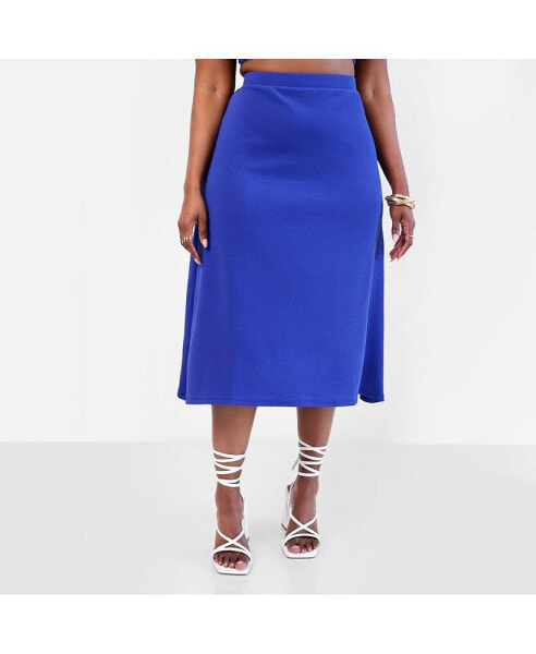 Plus Size Tap In A Line Midi Skirt