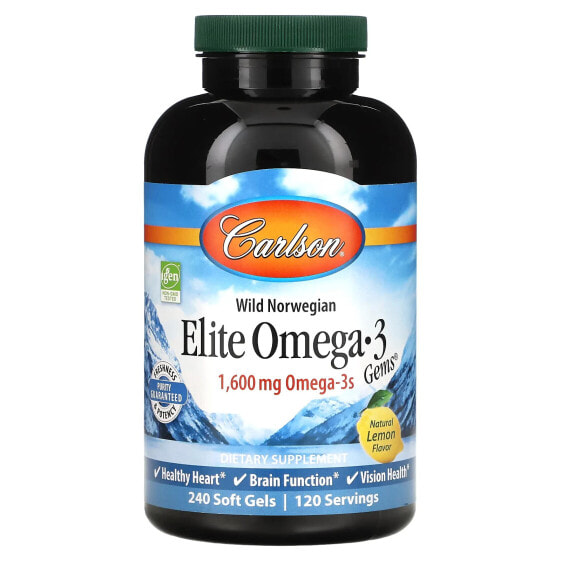 Elite Omega 3 Gems, Natural Lemon, 1,600 mg, 240 Soft Gels (800 mg per Soft Gel)