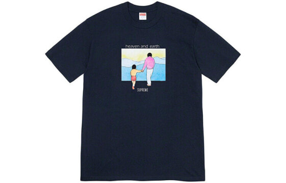 Supreme FW19 Week 1 Heaven and Earth Tee 印花短袖T恤 男女同款 海军蓝 送礼推荐 / Футболка Supreme FW19 Week 1 Heaven and Earth Tee T SUP-FW19-106