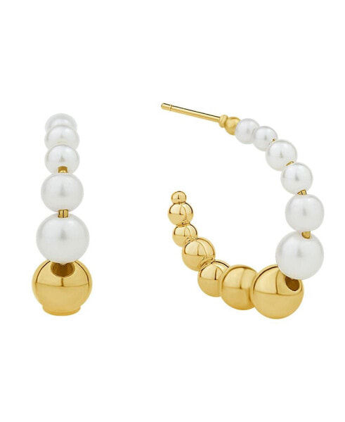 White Imitation Pearl Hoop Earring