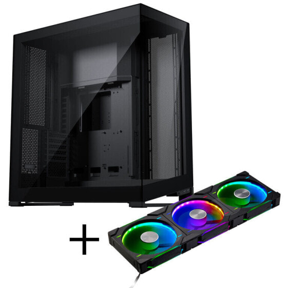 Phanteks NV9 E-ATX-Gehäuse, Tempered Glass, ARGB + D30 PWM Regular Airflow, D-RGB Lüfter, 3er Pack - 140mm, schwarz