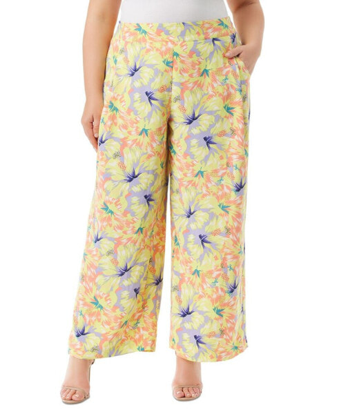 Trendy Plus Size Printed Winnie Wide-Leg Pants
