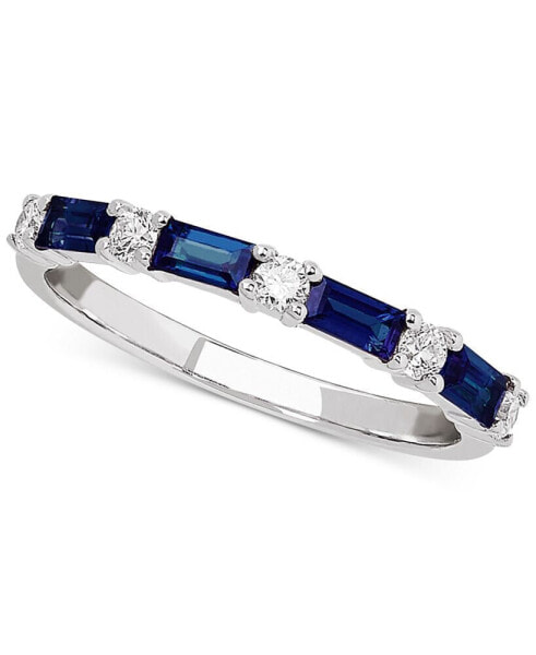 Sapphire (5/8 ct. t.w.) & Diamond (1/5 ct. t.w.) Band in 14k White Gold (Also Available in Emerald & Ruby)