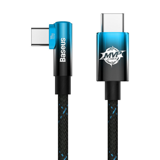 MVP Elbow kątowy kabel przewód Power Delivery z bocznym wtykiem USB-C 1m niebieski