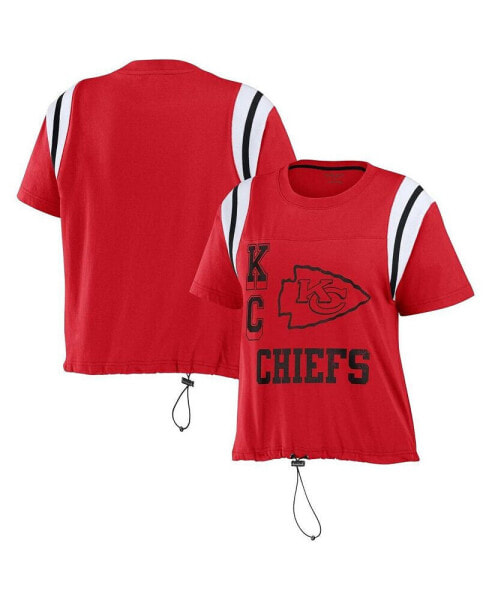 Women's Red Distressed Kansas City Chiefs Cinched Colorblock T-shirt