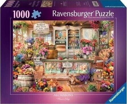 Heye Puzzle 1000 Kot w kwiaciarni