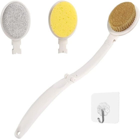 LFJ Back Cream Aid for Back Brush Shower Sponge with Long Handle