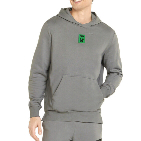 Puma X Minecraft Graphic Hoodie Mens Grey Casual Outerwear 534376-76