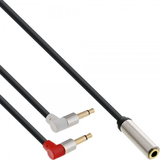 InLine Slim Audio airplane-seat cable 2x 3.5mm M to 1x F - 0.15m
