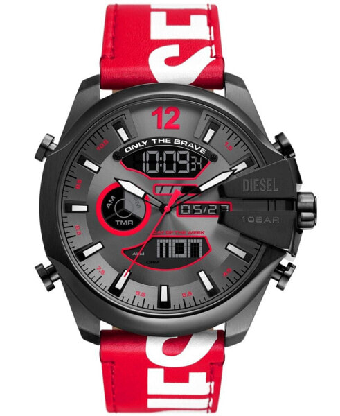 Men's Mega Chief Digital Red Leather Watch 51mm
